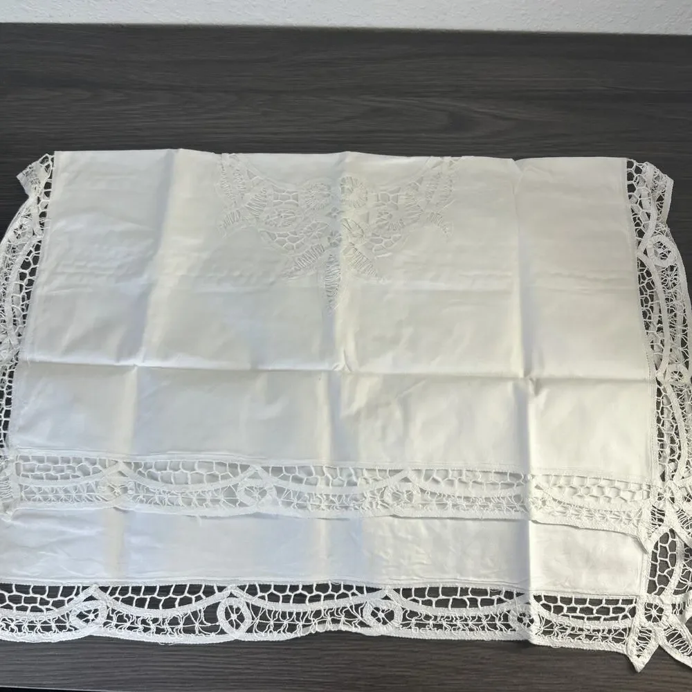 Battenburg Lace White Cotton Sham Pillow Case 21